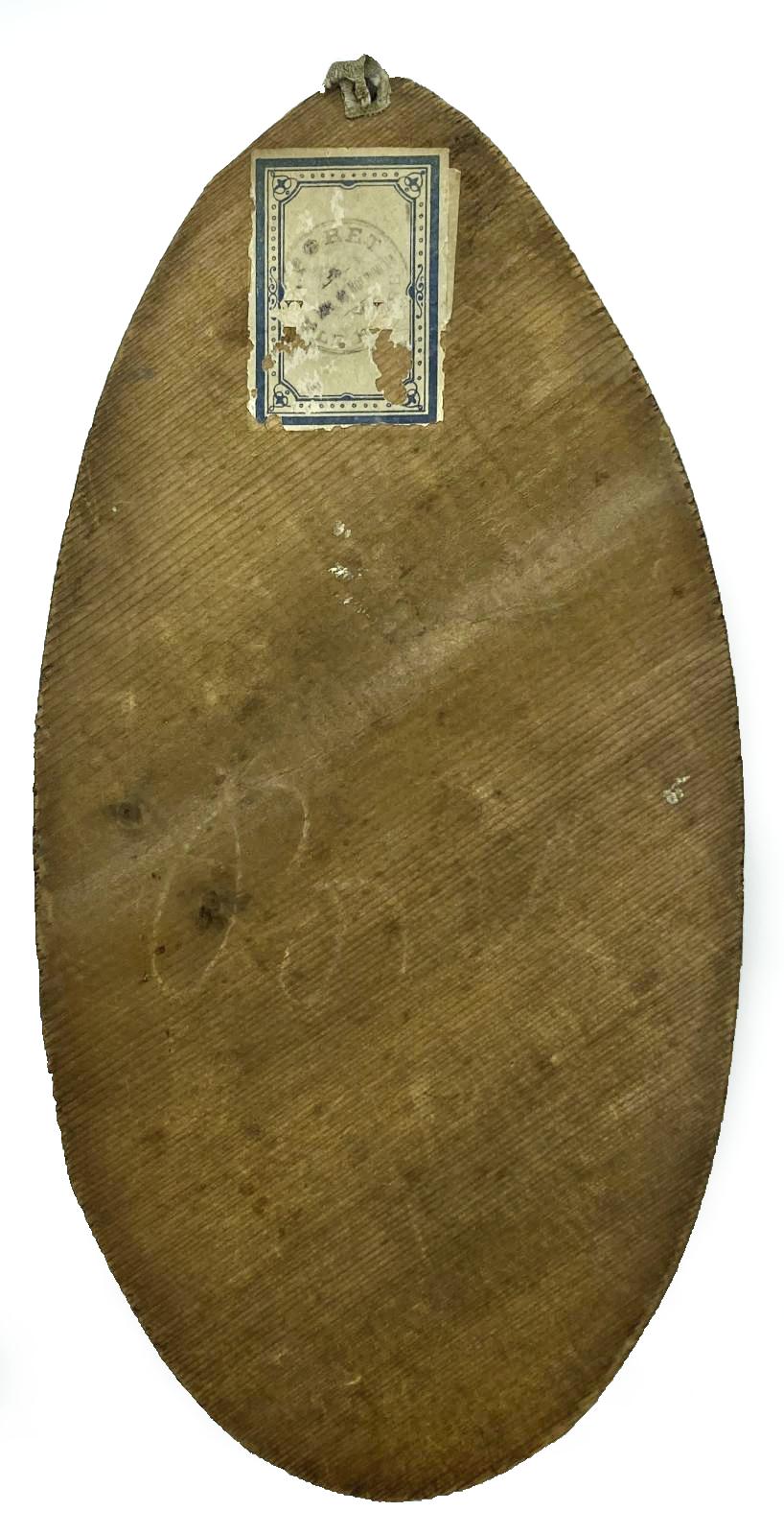 Reverse of WWI era photo découpage hand painted plaque by Mon. Clady - 2