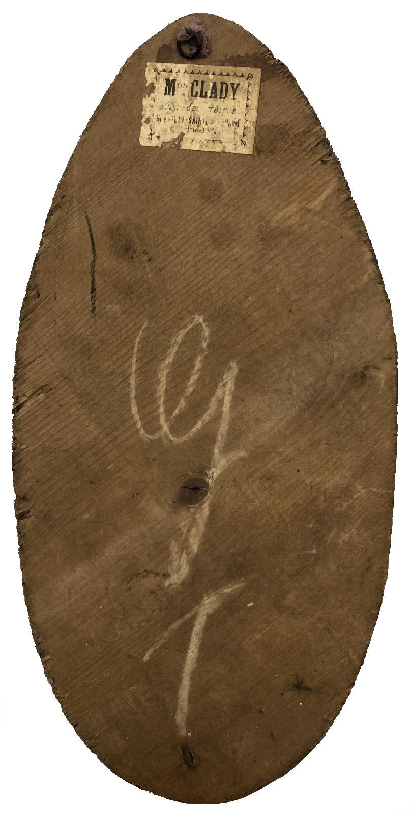 Reverse of Close-up of WWI era photo découpage hand painted plaque - 1