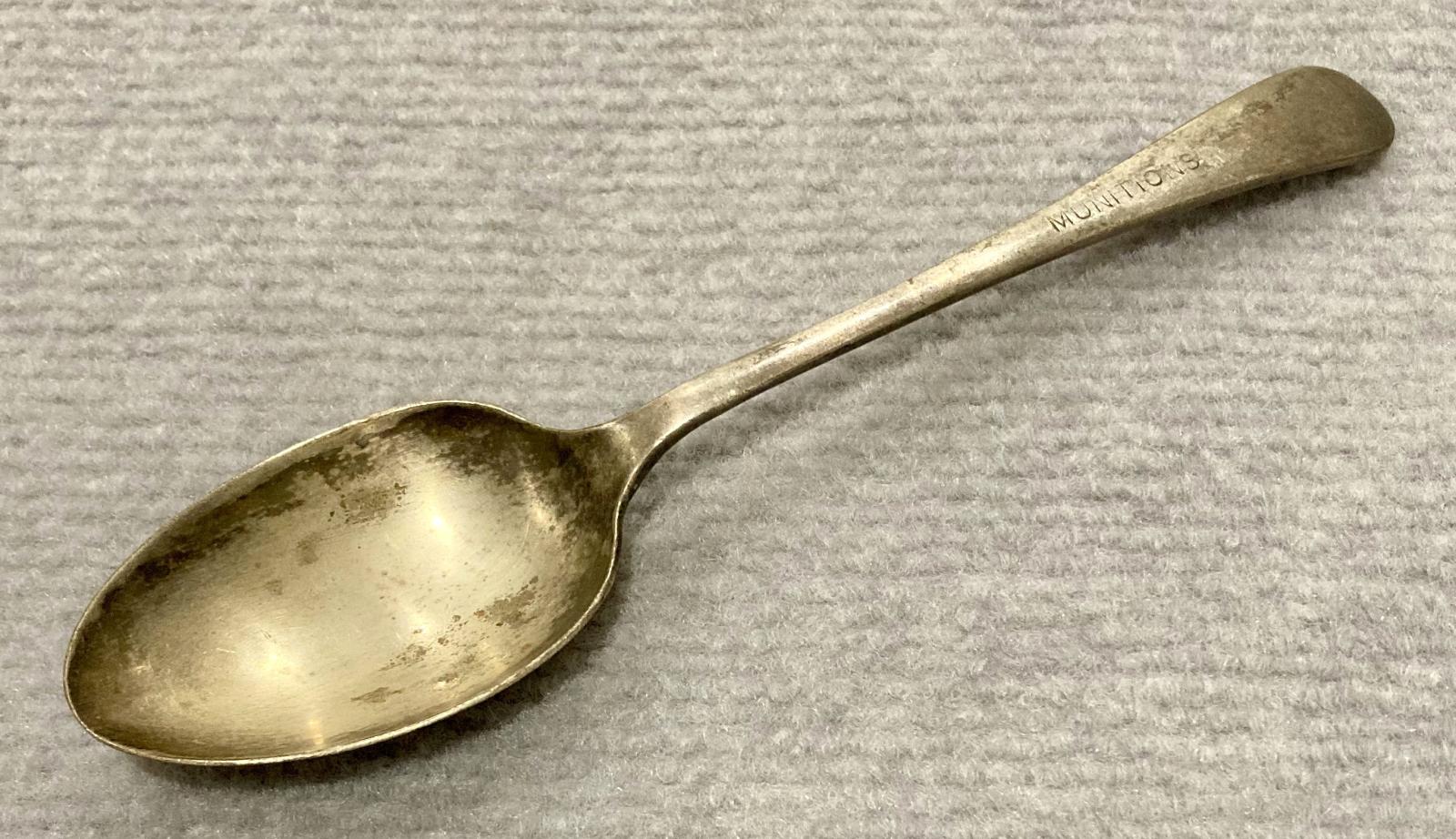 Allbrite nickel silver spoon stamped with 'Munitions'