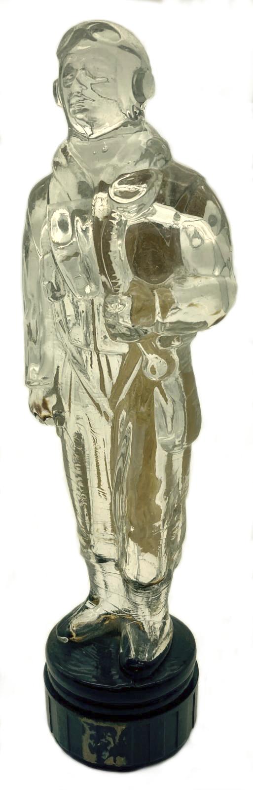 Glass figurine of pilot - view from other side