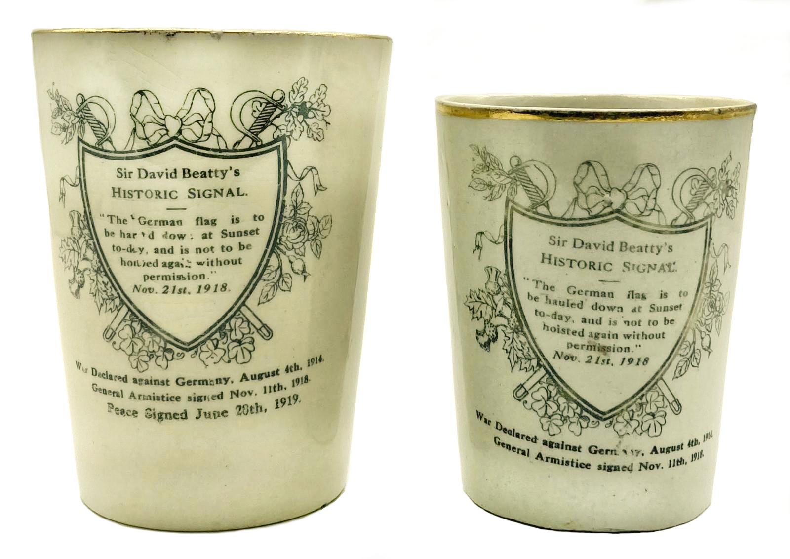 Reverse of the two Peace beakers together showing different sizes