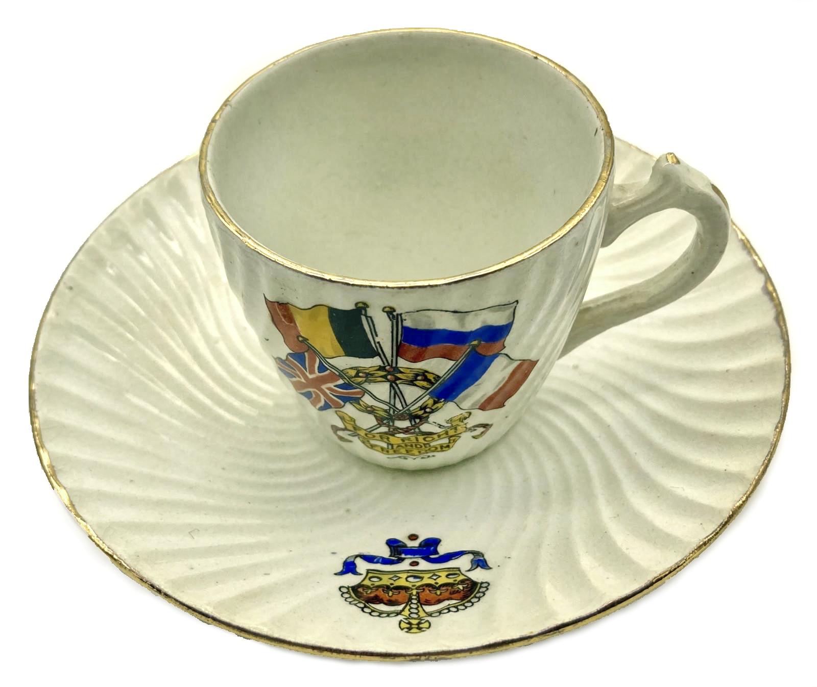 WWI era patriotic bone china cup and saucer