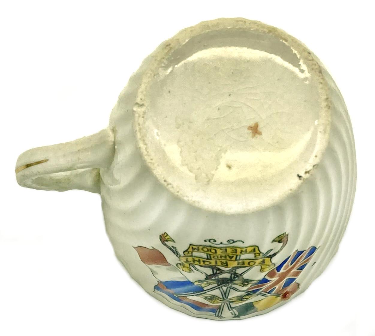 Bottom view of WWI era patriotic bone china cup 