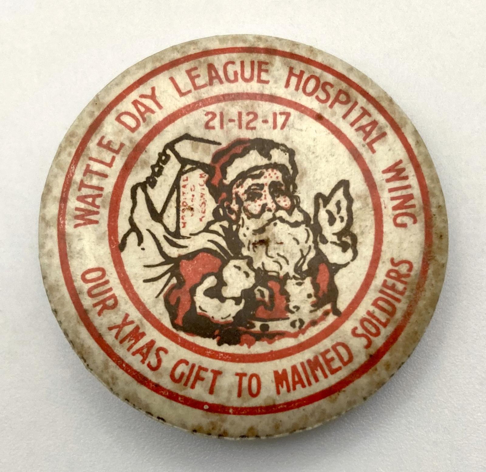 'Wattle Day League Hospital Wing' fundraising badge 1917  - large size