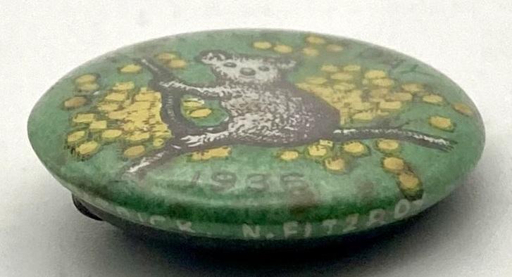 Side view of 'Wattle Day 1936' fundraising badge - small size