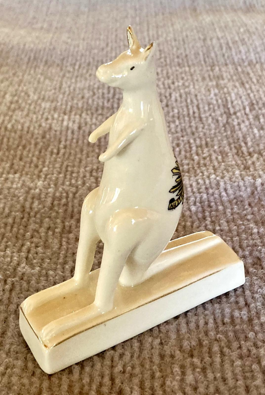 Oblique view of Willow Art China crested ware kangaroo