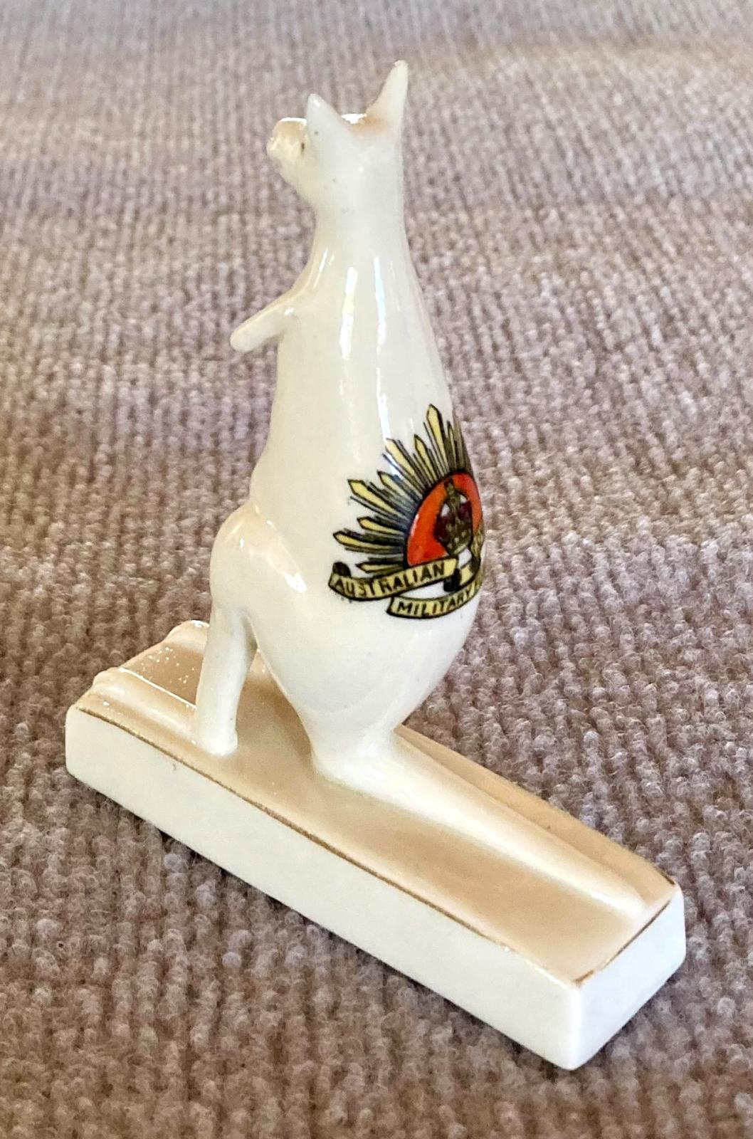 Oblique view of reverse of Willow Art China crested ware kangaroo