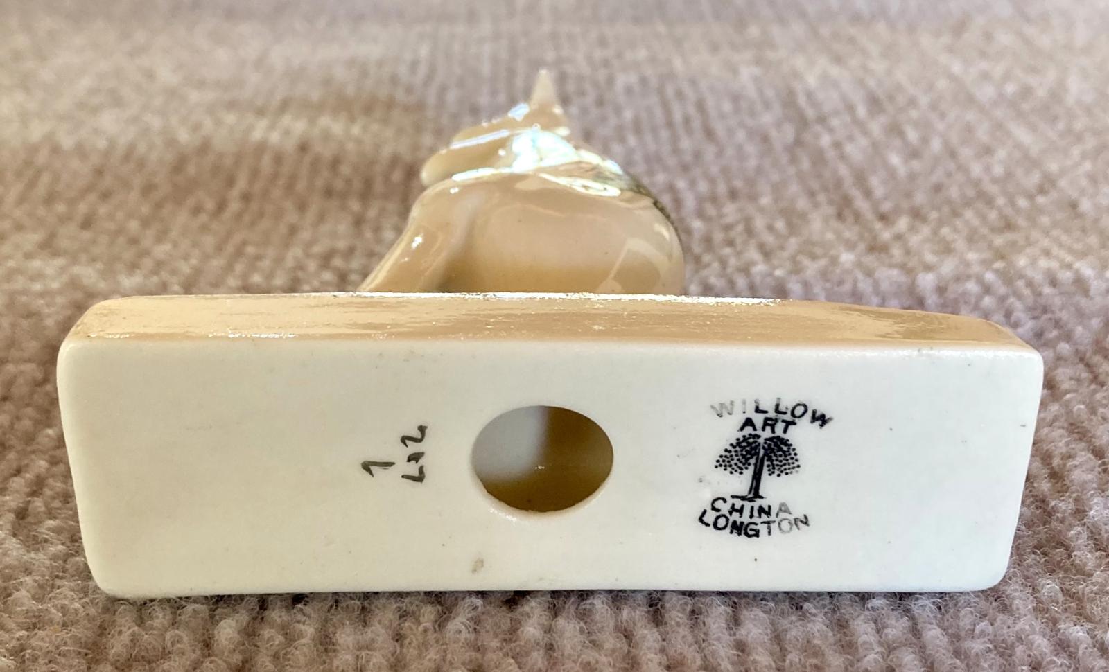 Underside of Willow Art China crested ware kangaroo showing maker