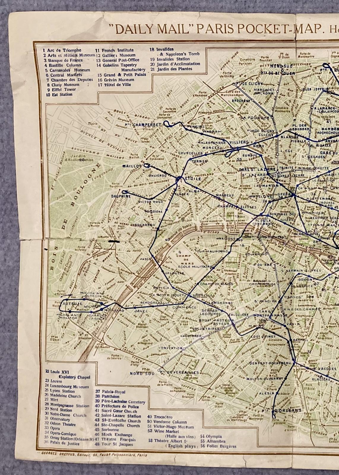 Close up of left of map showing location of The British Army & Navy Leave Club 