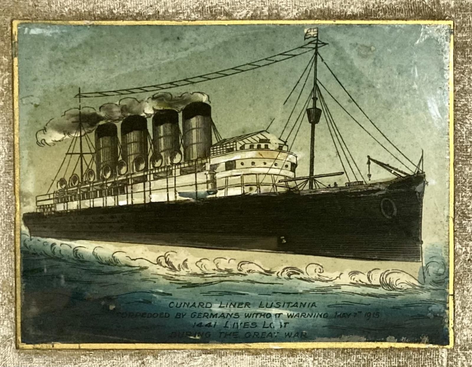 Close up of centre of reverse glass painting