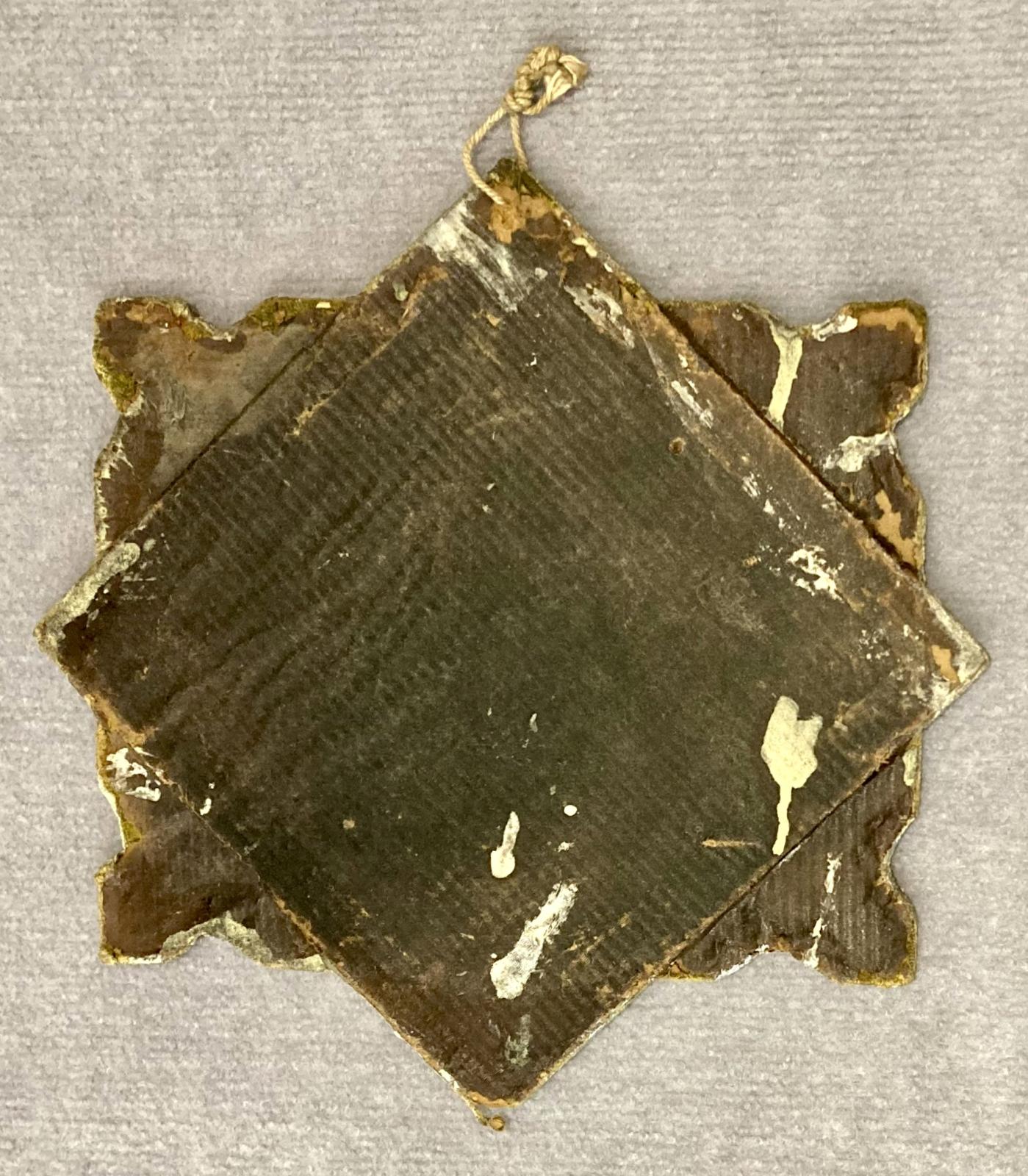 Back of reverse glass painting memorial of Cunard liner Lusitania