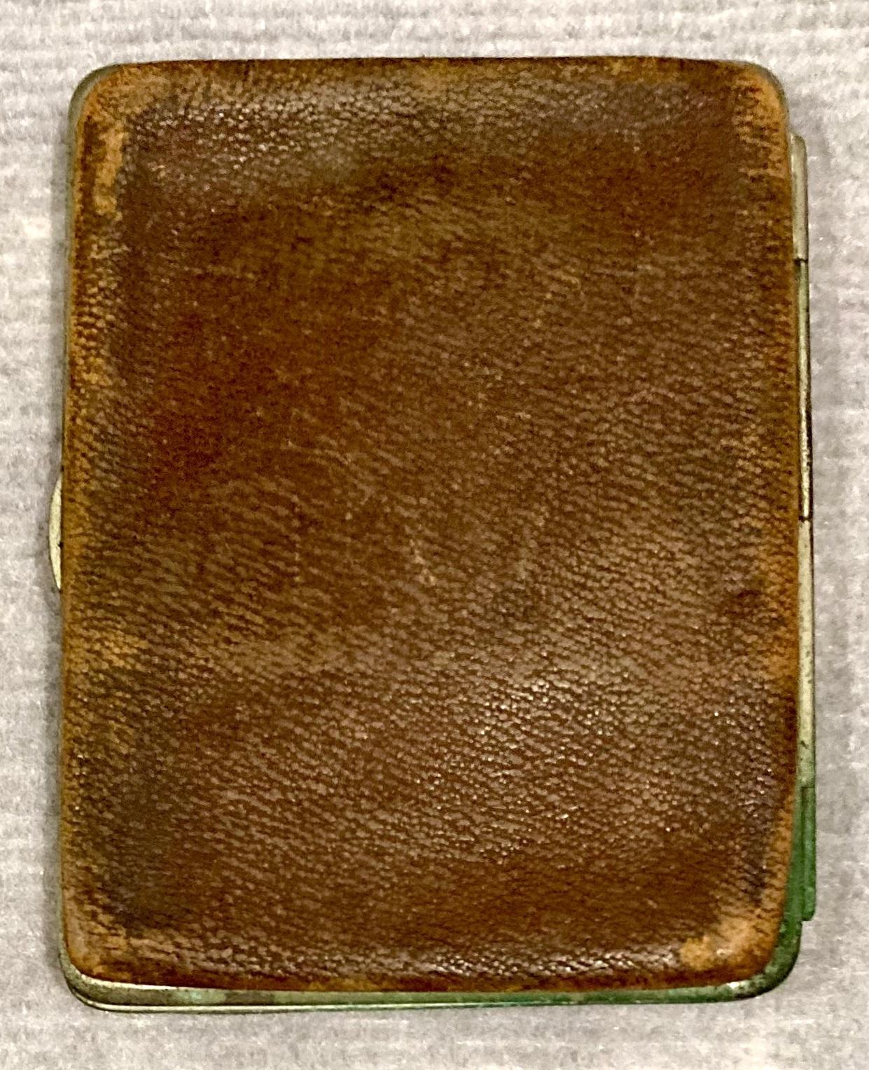 Back of metal-edged leather wallet