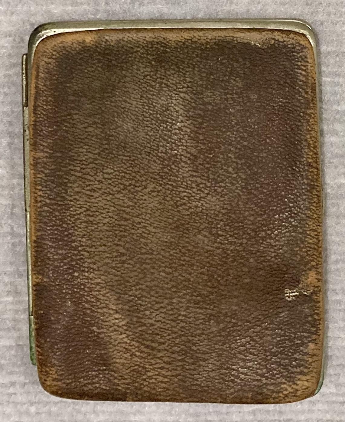 Front of metal-edged leather wallet