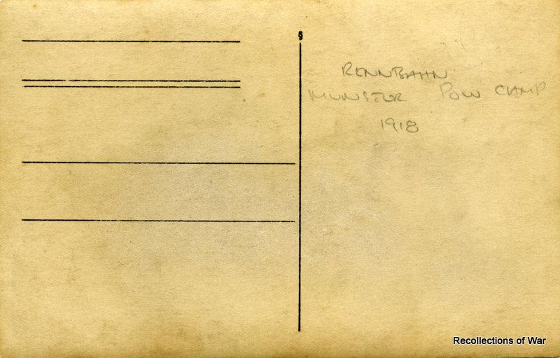 Reverse of photograph of the Prisoner of War camp in Munster, Germany 1918