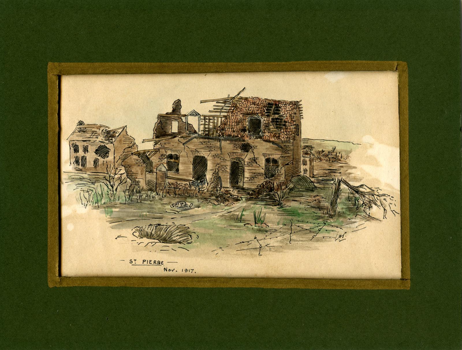 Leslie Horton Partridge watercolour - St. Pierre, November 1917
