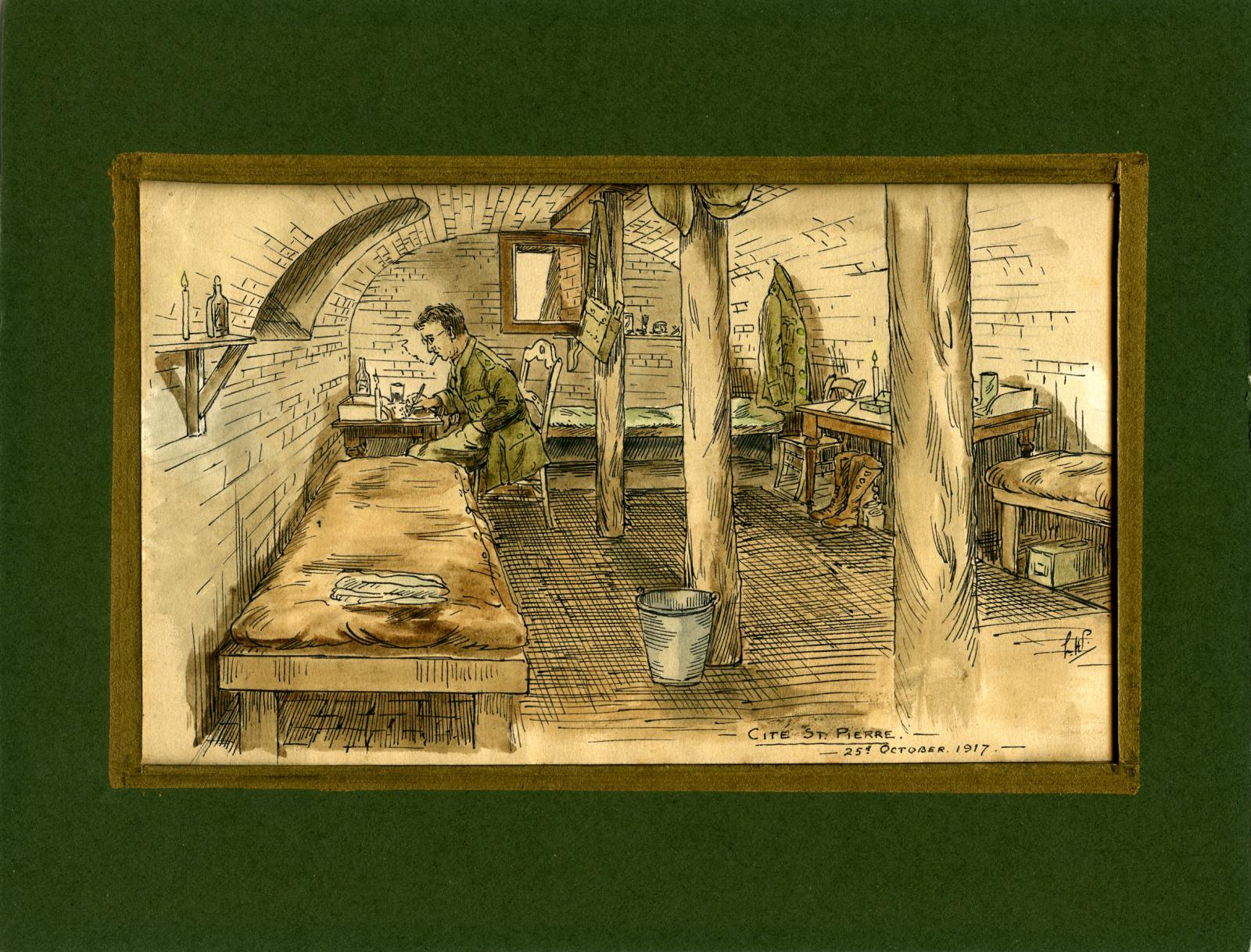 Leslie Horton Partridge watercolour - Cite St. Pierre, 25 October 1917