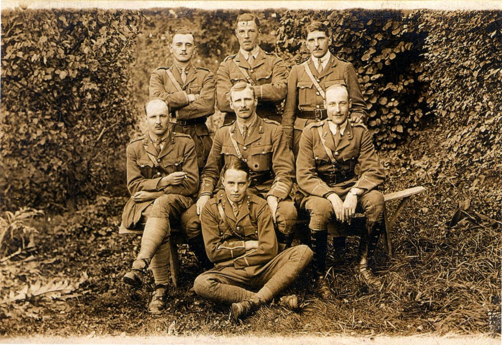 Group photo of soldiers - Leslie Horton Partridge in top right
