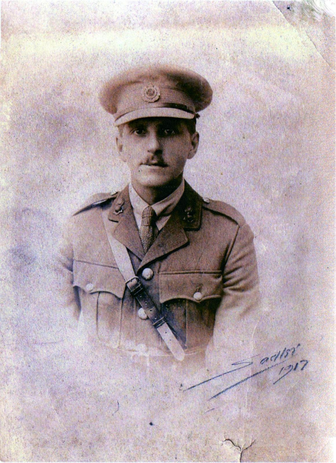 Leslie Horton Partridge portrait in Royal Engineers uniform 1917