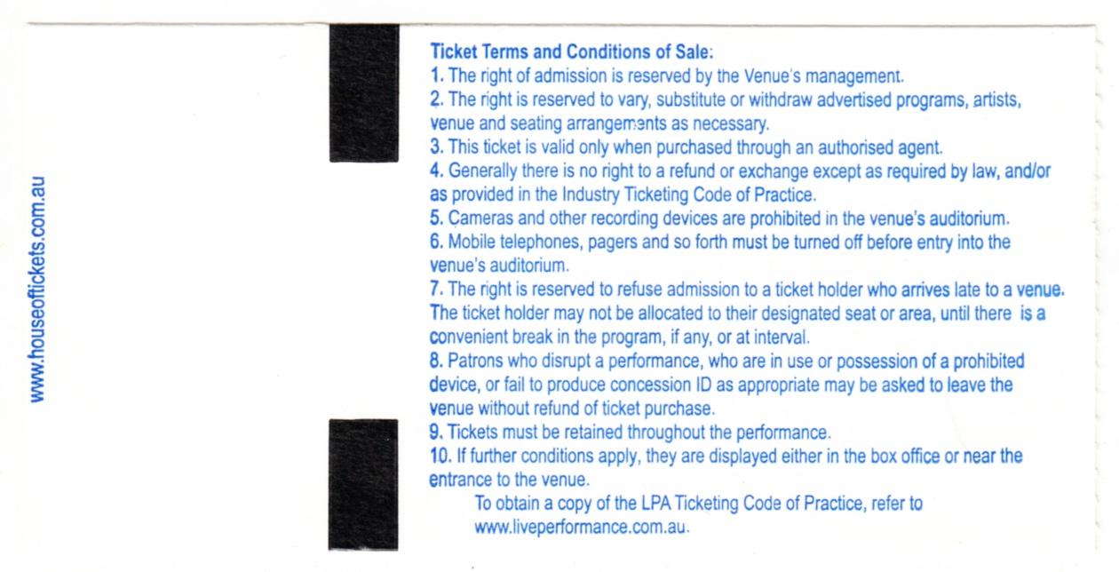 Hudsons Circus ticket