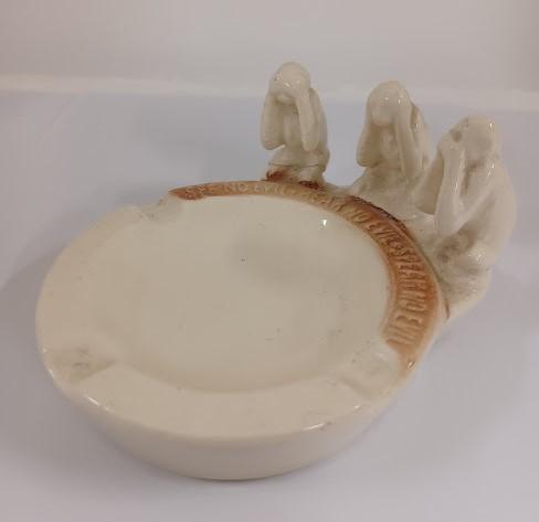 Side of Ashtray with 3 monkeys
