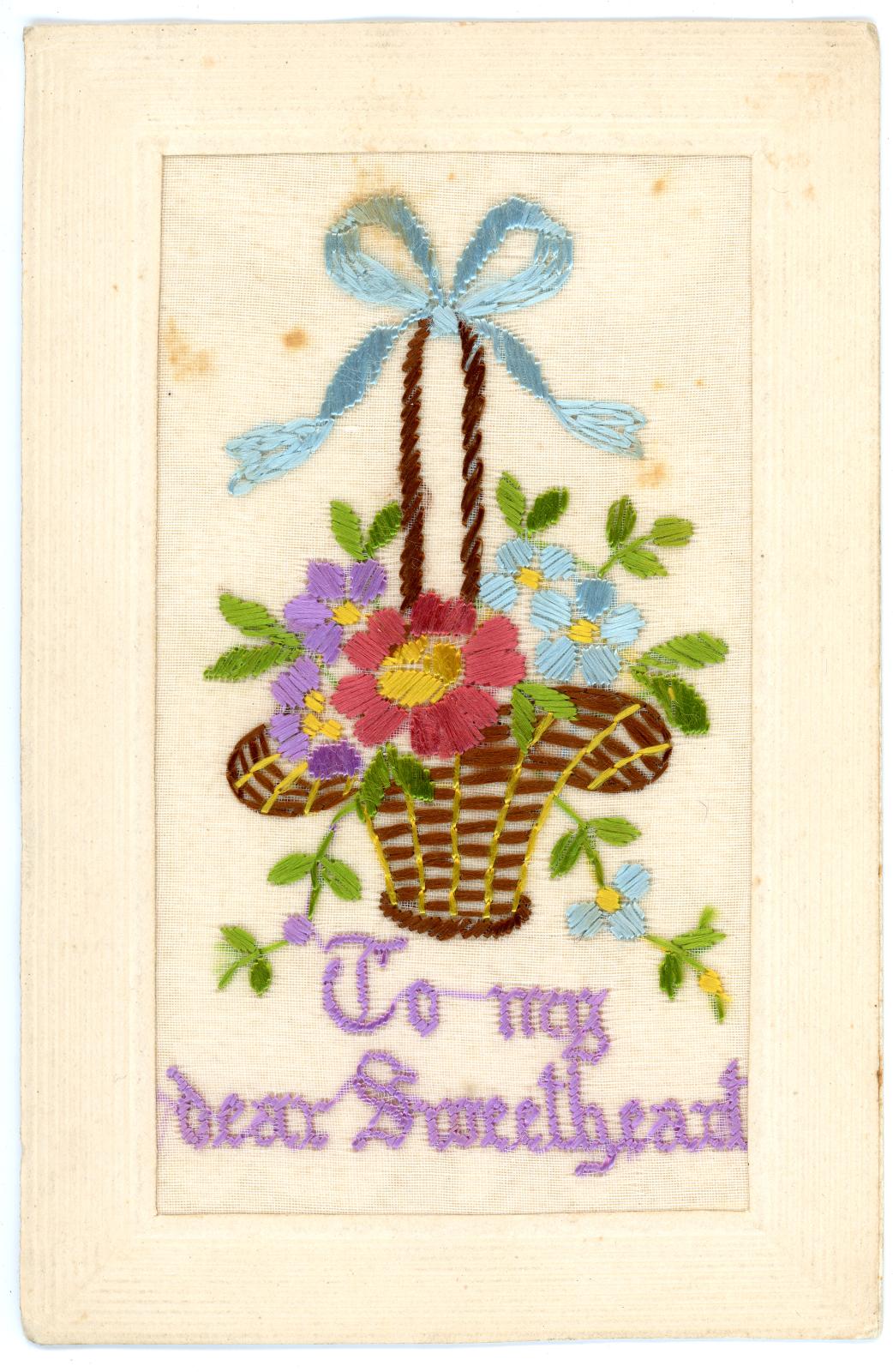 First World War Silk Postcard from Pte. Edward Charles MOUCHEMORE 6351