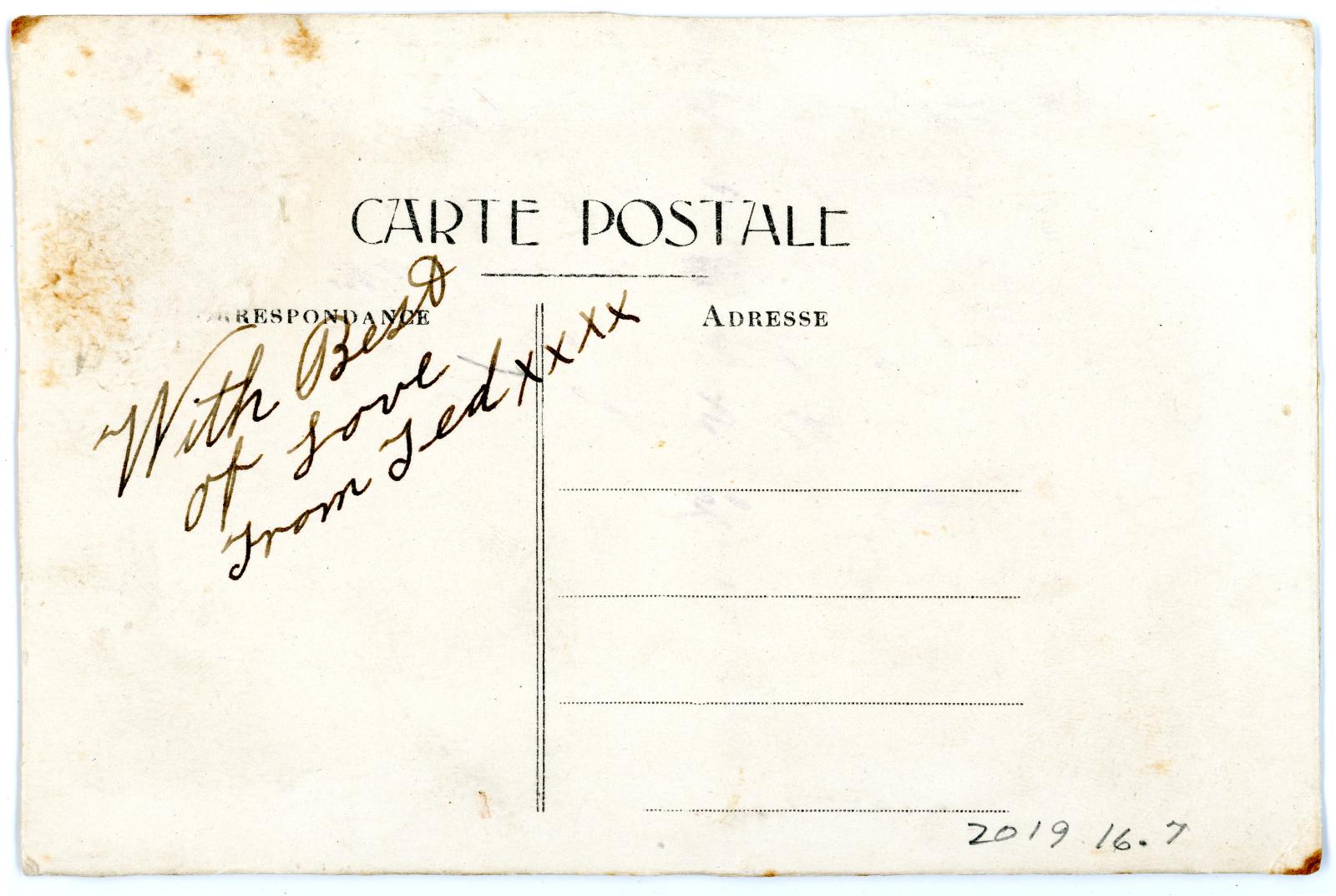 First World War Silk postcard from Pte. Edward Charles MOUCHEMORE 6351