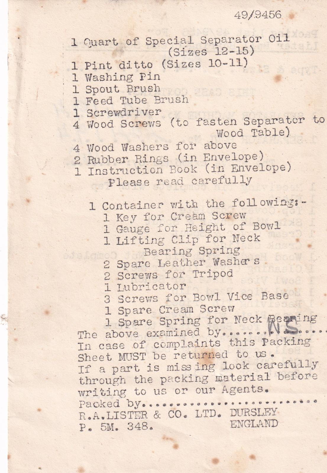 Packing List - page 2
