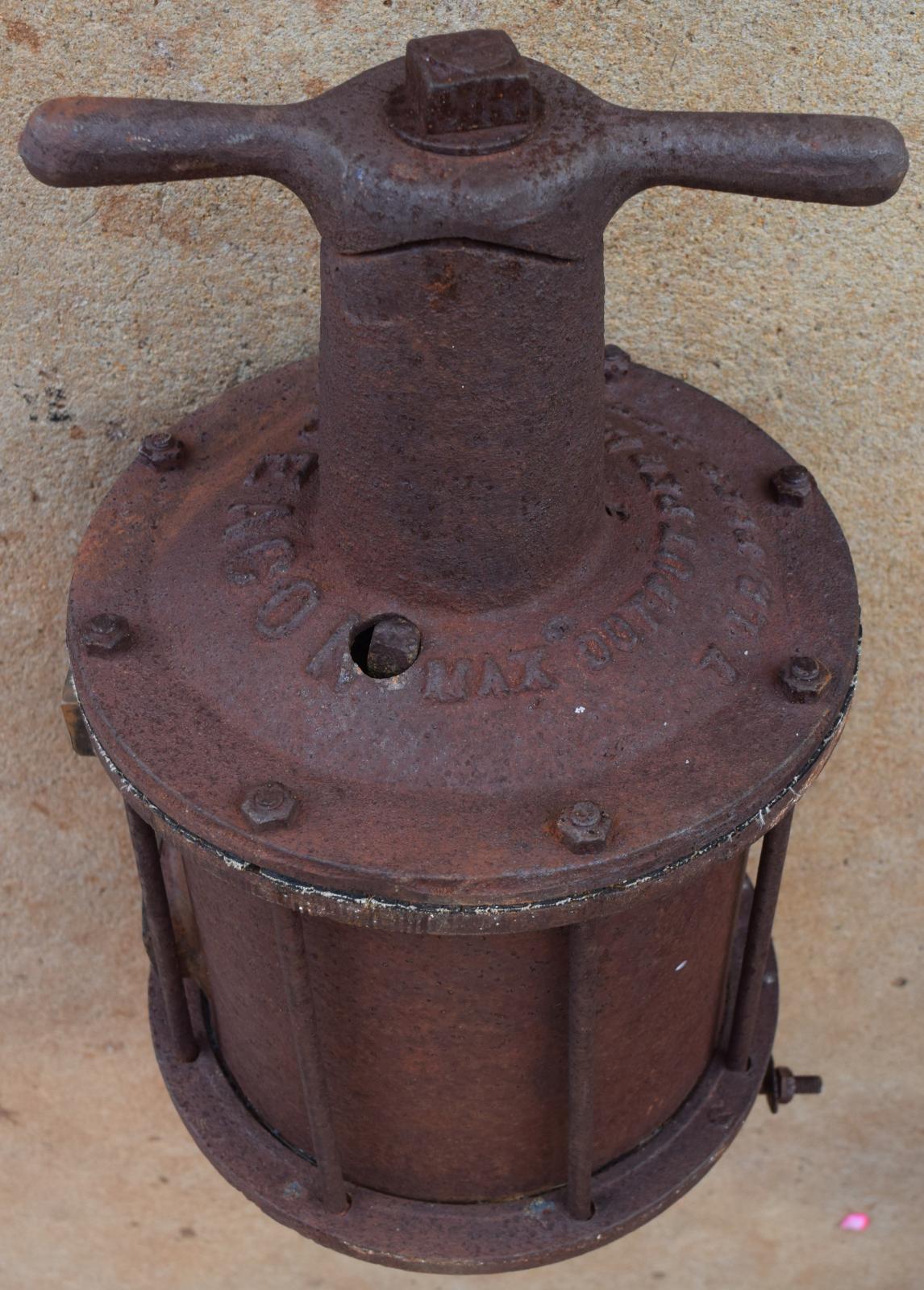 Top view of Beacon Gas Generator showing handle and embossed detail of name