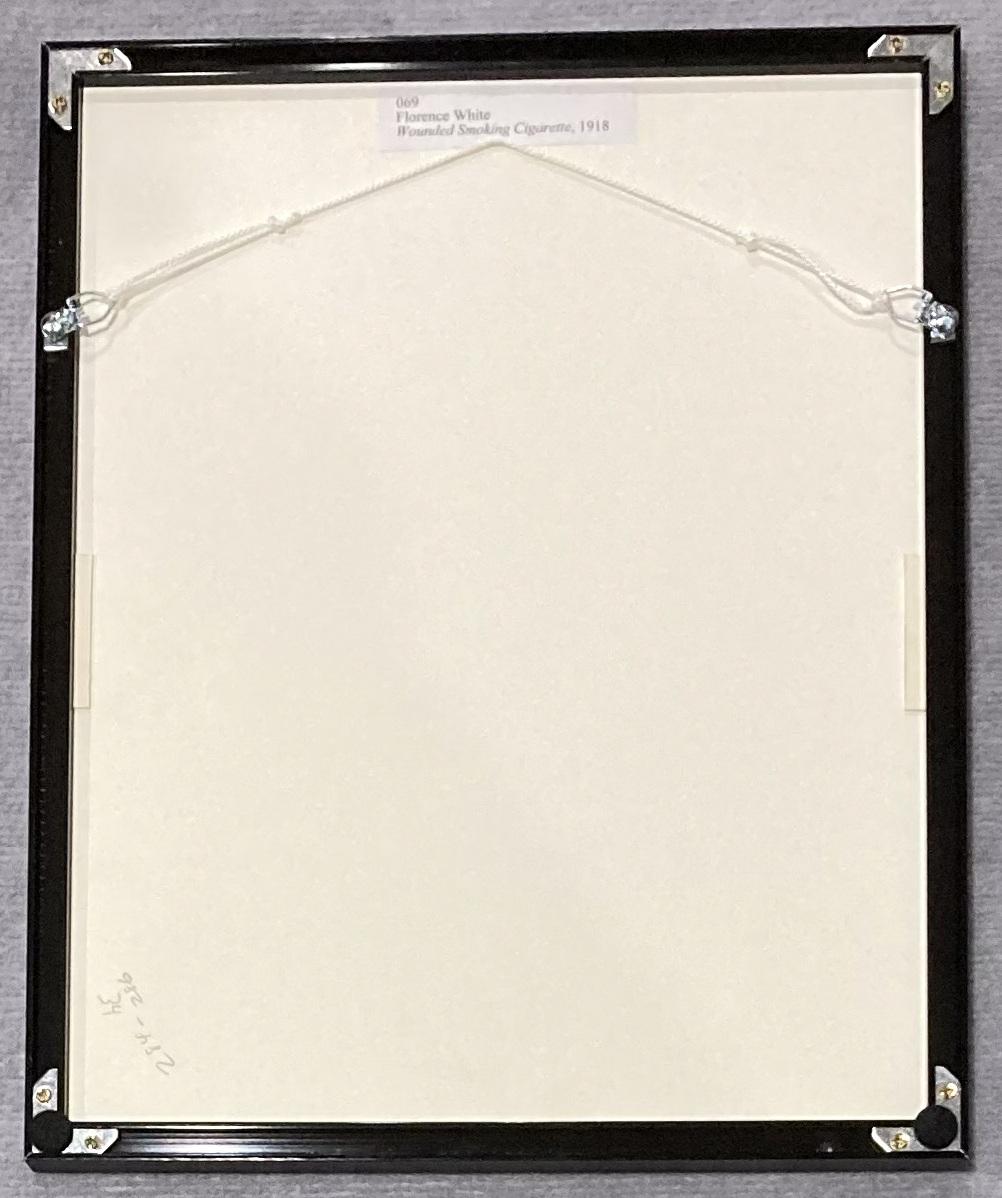 Reverse of 'Wounded smoking cigarette' by Florence White 1918