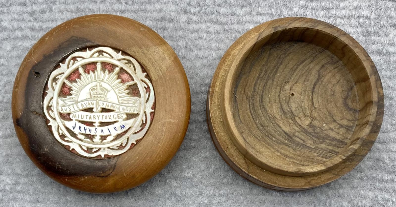Souvenir trinket box from Jerusalem with lid off