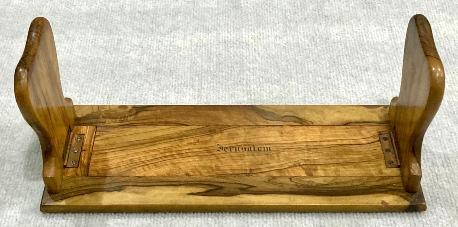 Souvenir olive wood adjustable book shelf from Jerusalem
