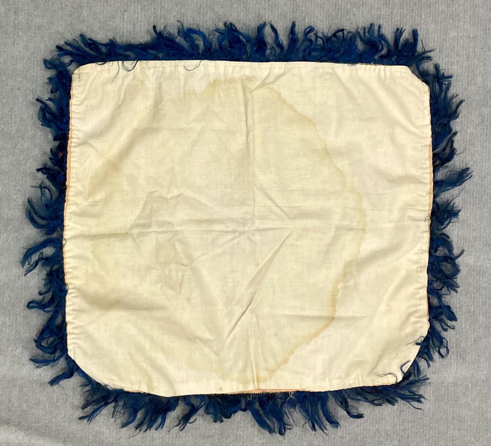 Reverse of souvenir embroidered cushion cover from Bethlehem
