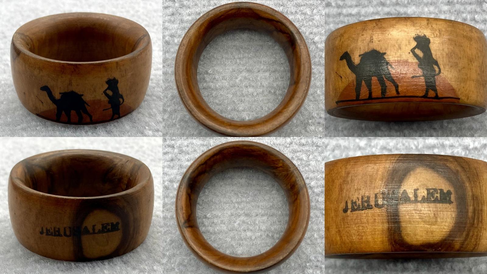 Collage of napkin ring number five from different views