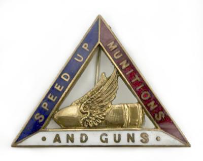 'Speed Up Munitions and Guns' Women's Munition Workers badge