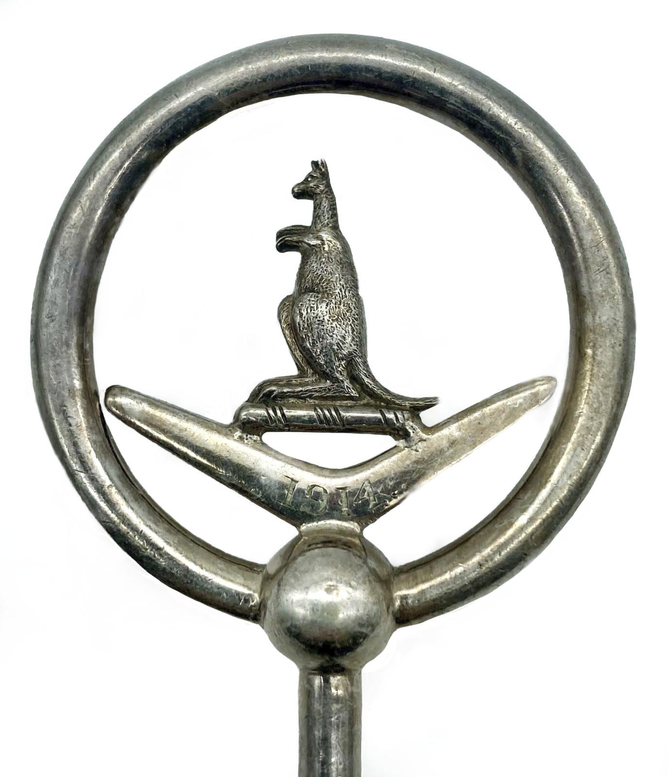 Close-up of silver plated fork with kangaroo - 2