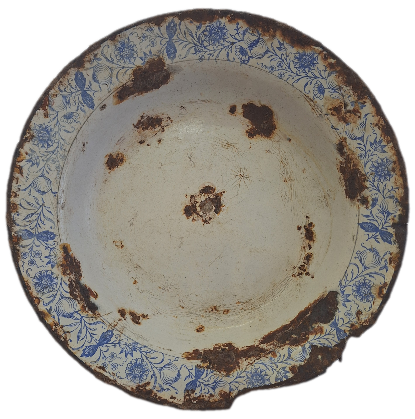15-070.3 white enamel plate with floral pattern without background image