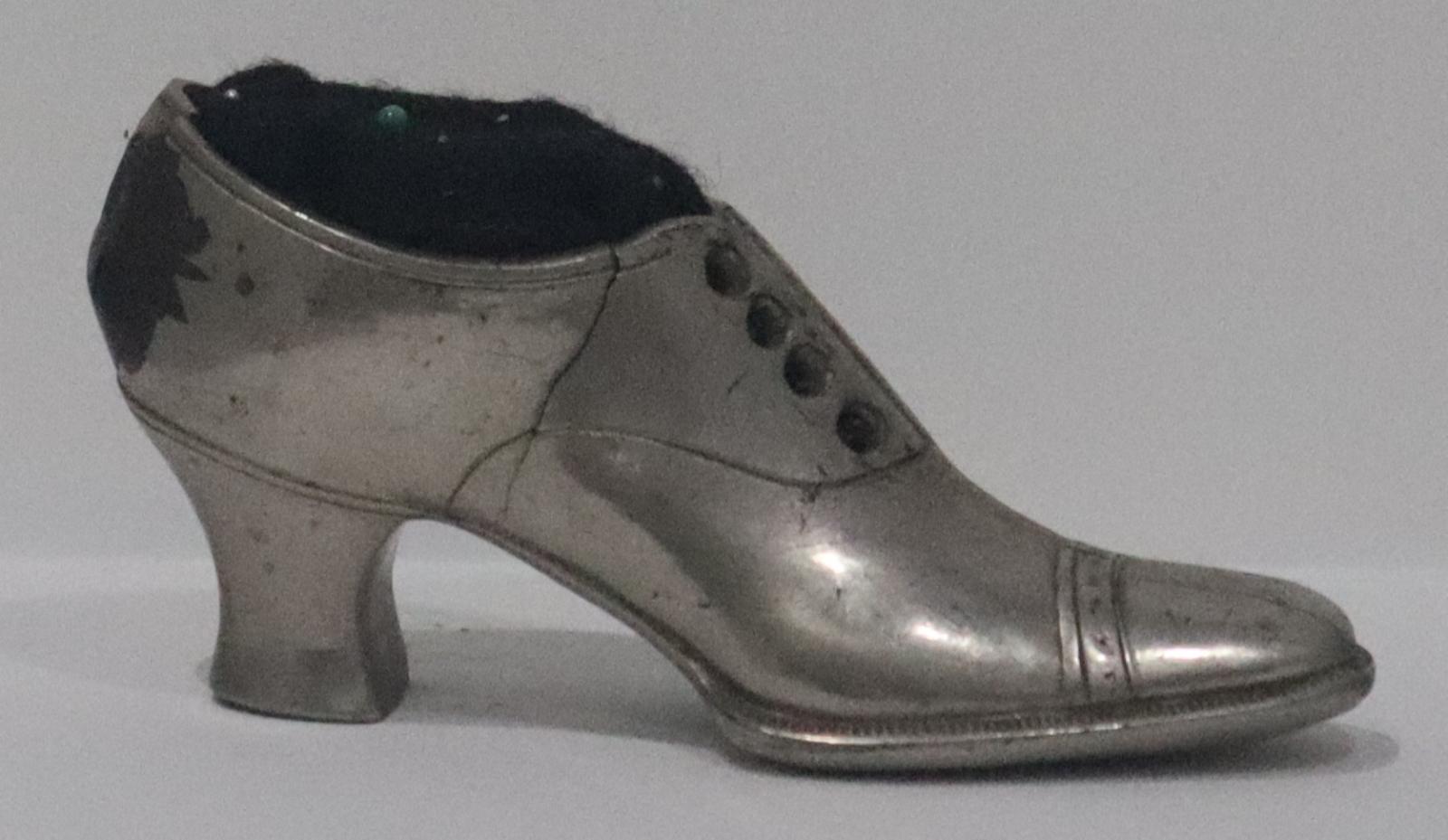 Side of Silver plated Shoe Pin Cushion