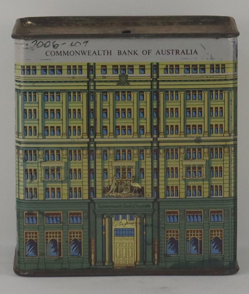 Front of Commonwealth Bank Money Tin