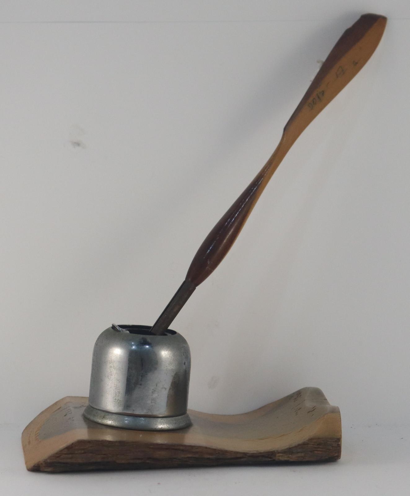 Side View of Ink Desk Stand and Ink Writing Pen