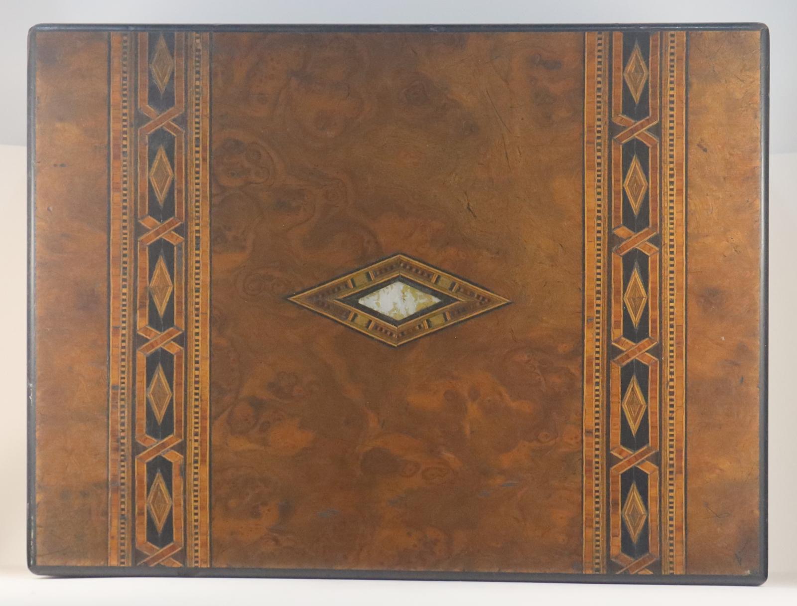 Top view of Antique Banded Inlaid Writing Box