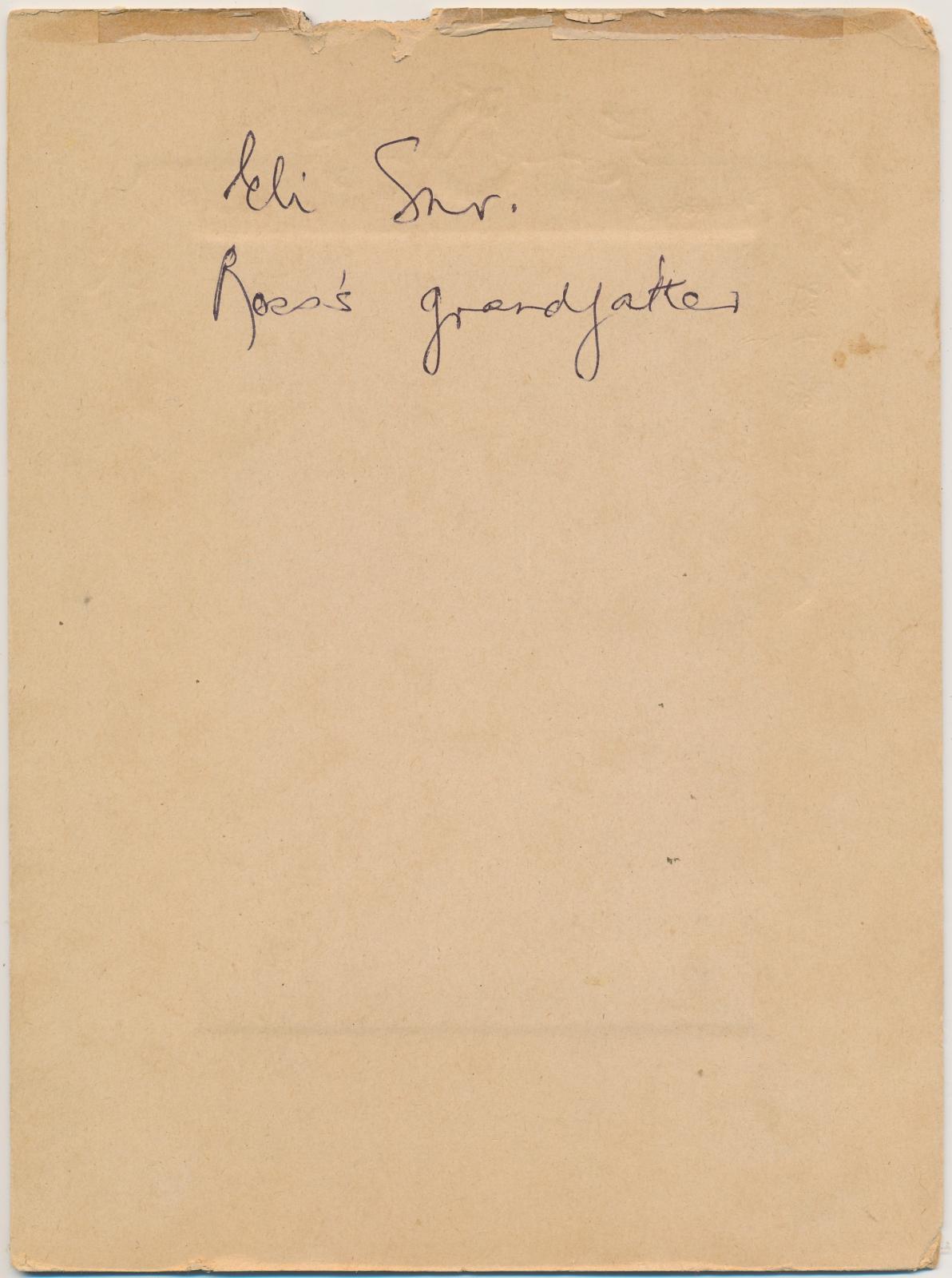 Back of photograph of Eli Quartermaine