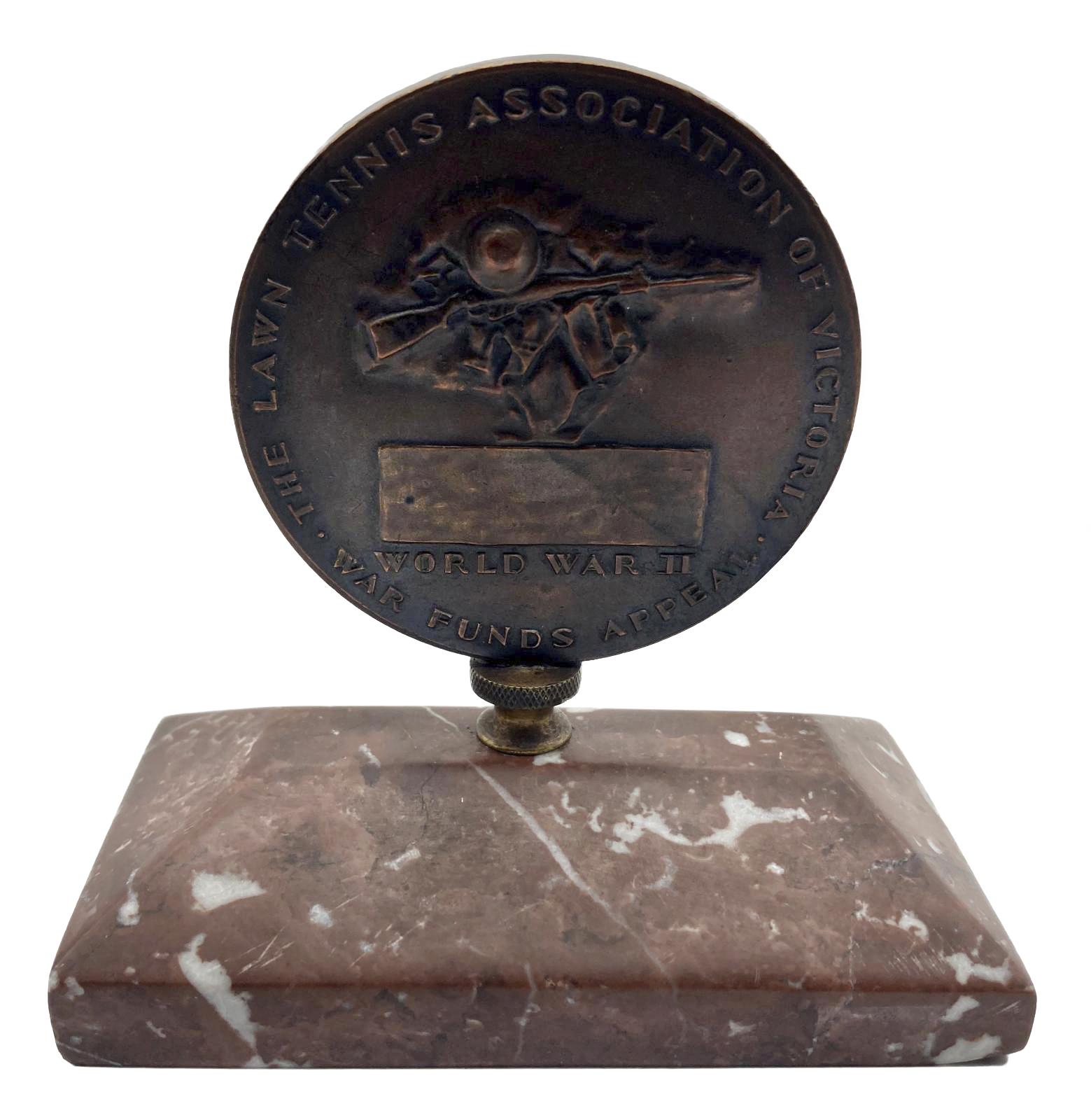 Lawn Tennis Association of Victoria mounted medallion - front view