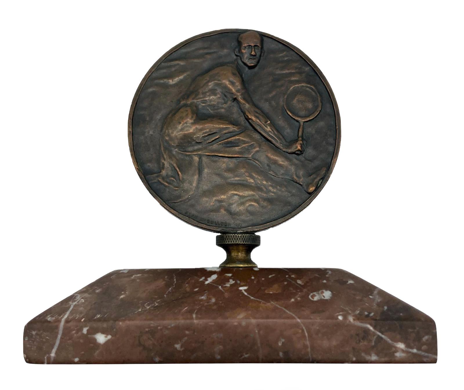 Lawn Tennis Association of Victoria mounted medallion - side view of reverse