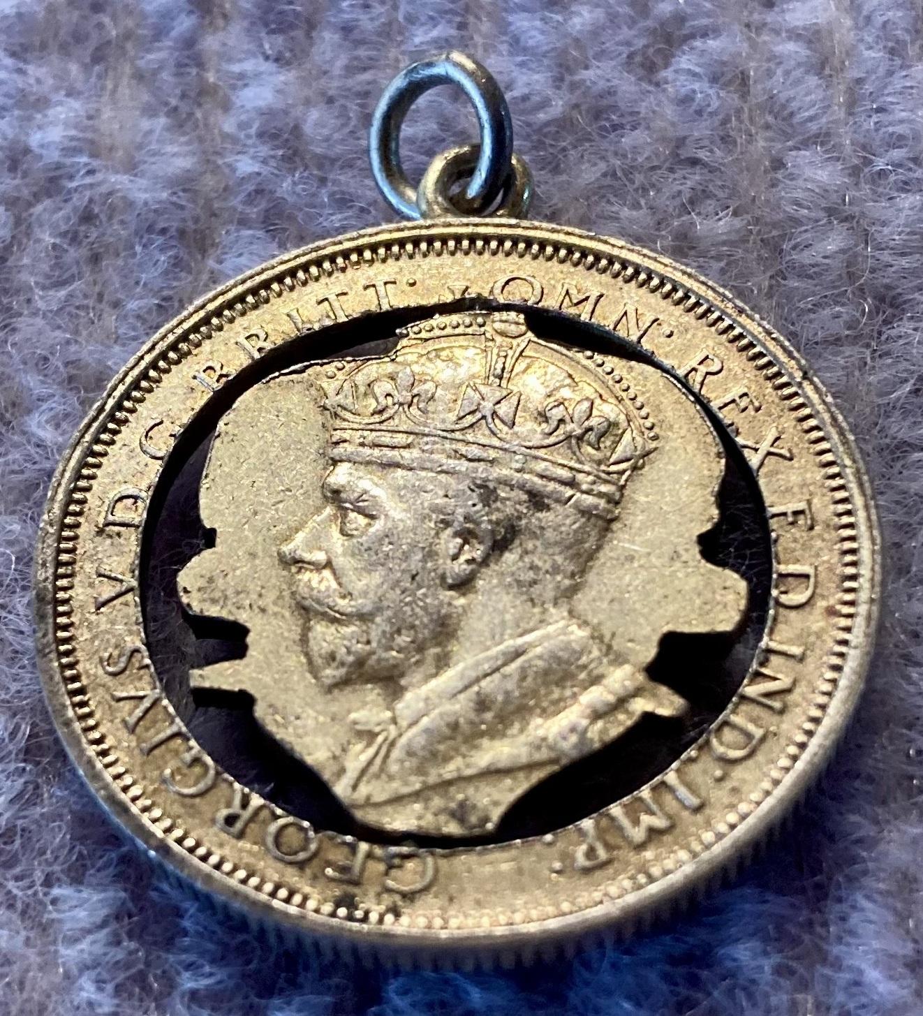 Pendant made from 1927 Australian florin - angled back view