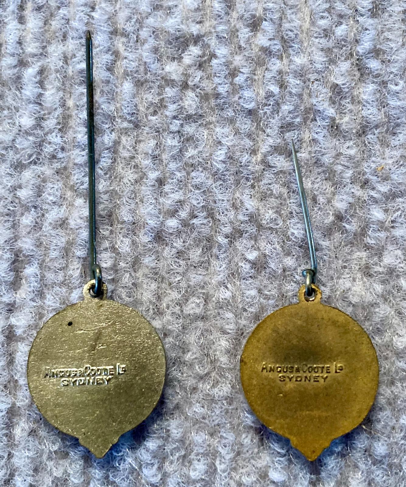 Reverse of A.I.F. Memorial fundraising pins - silver and gold varieties