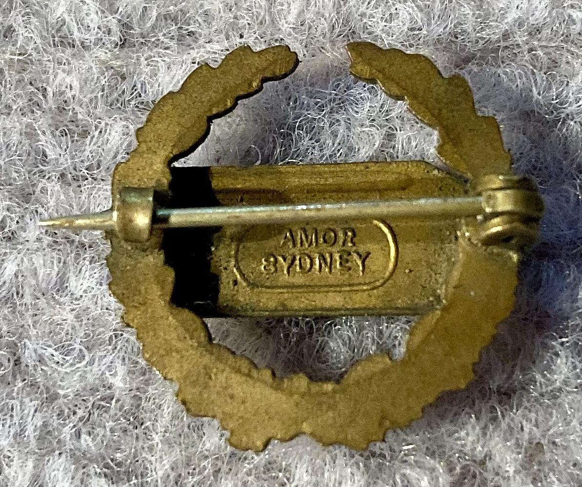 Reverse of A.I.F. Memorial fundraising badge - gilt and enamel