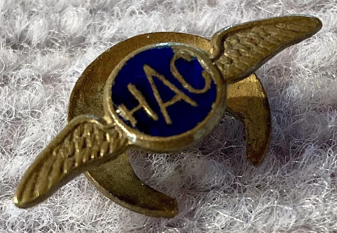 Hawker Siddeley Aircraft Company Ltd. War Worker's lapel pin - oblique view