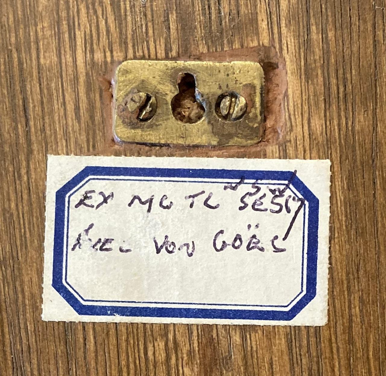 Close up of label on reverse of Royal Aero Club of N.S.W. car badge