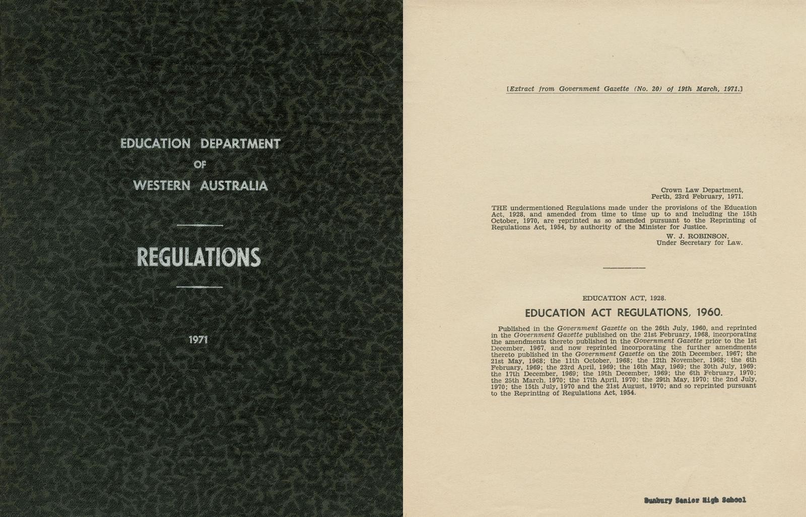 Education Department of WA Regulations 1971