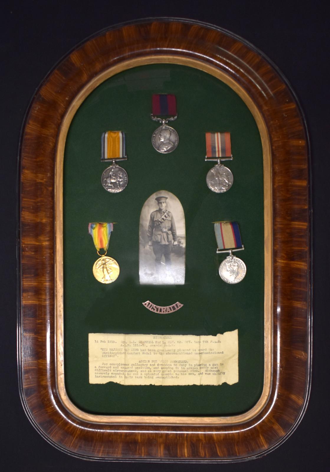 Framed Medals of Cyril Leslie CHAPPELL DCM